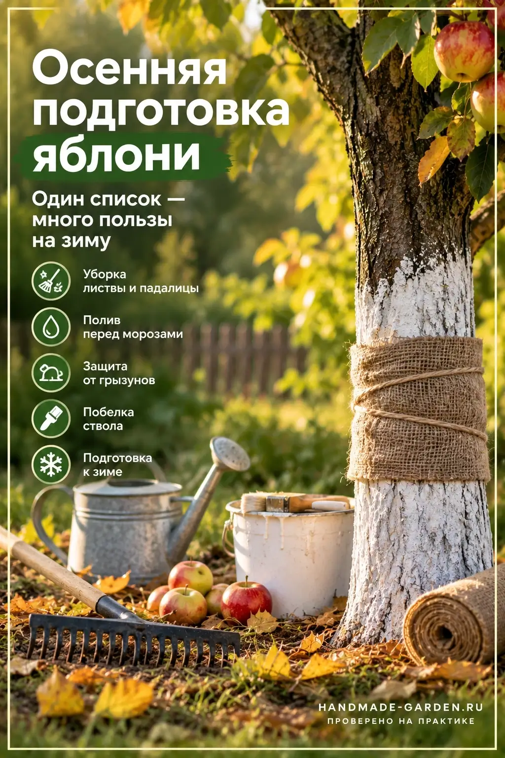 Осенняя подготовка яблони к зиме
