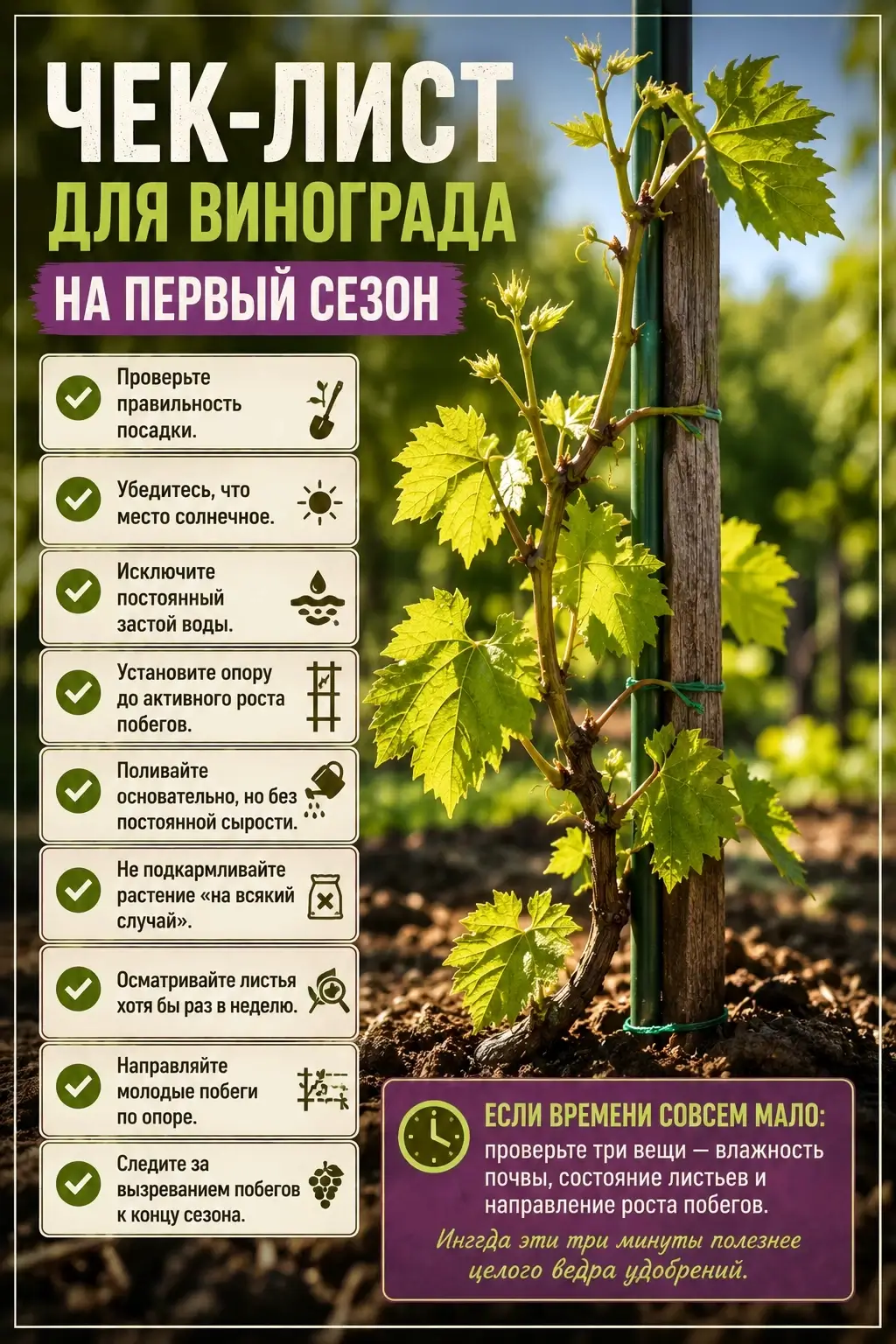 Чек-лист винограда на первый сезон
