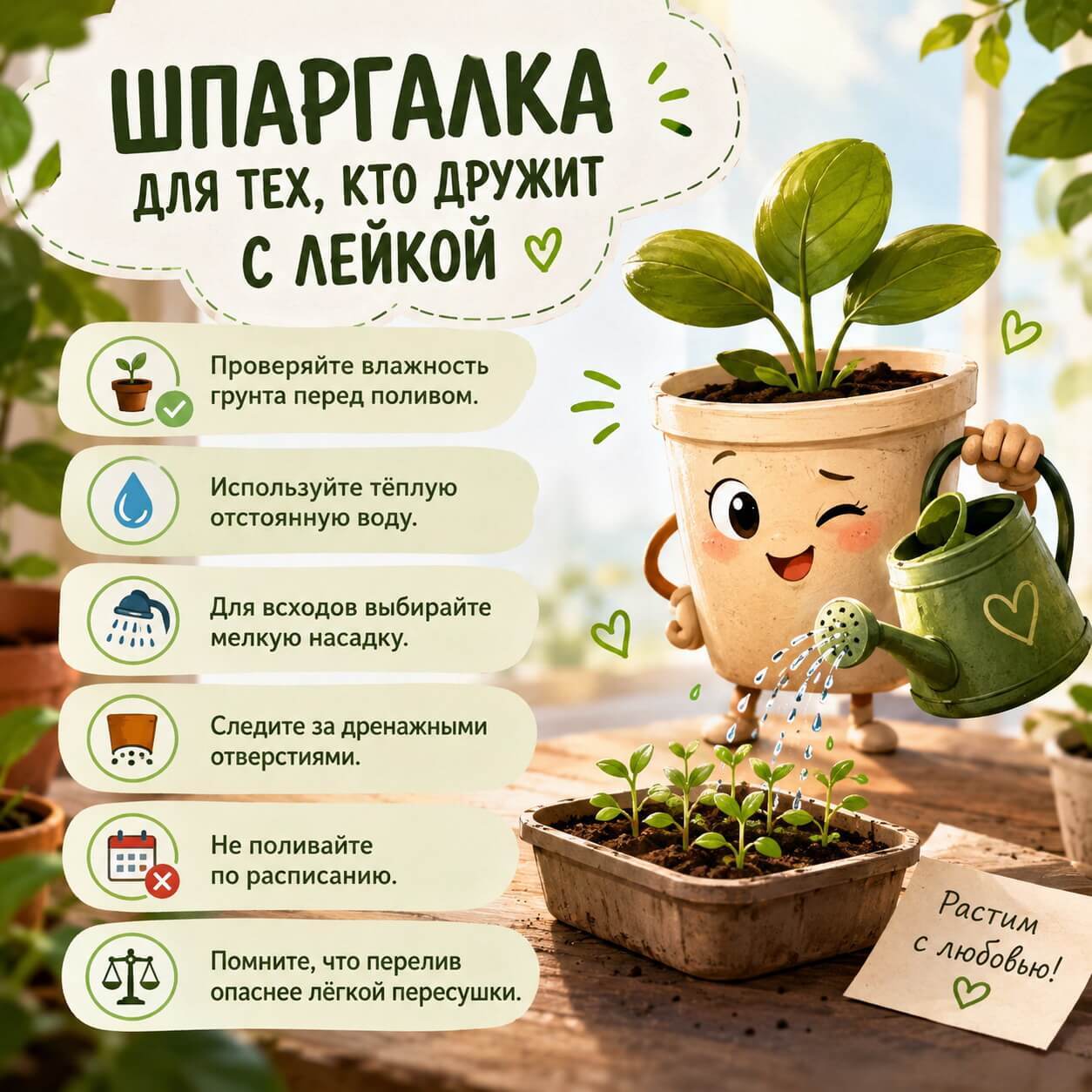 неправильный полив рассады