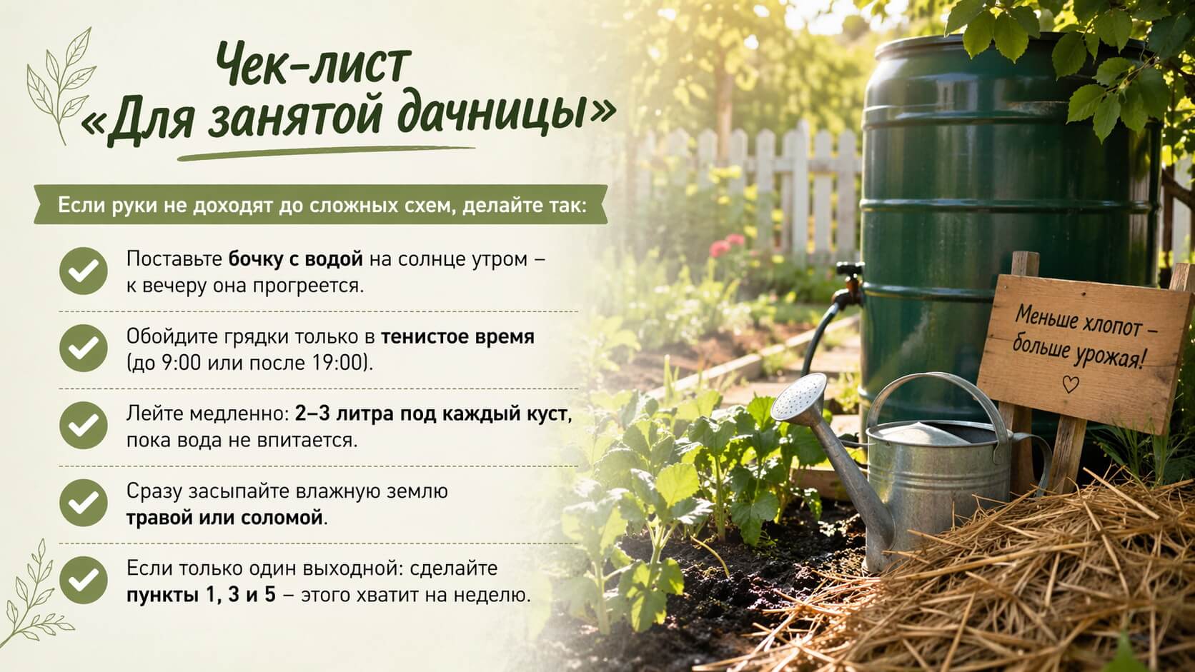 Чек-лист &laquo;Для занятой дачницы&raquo;