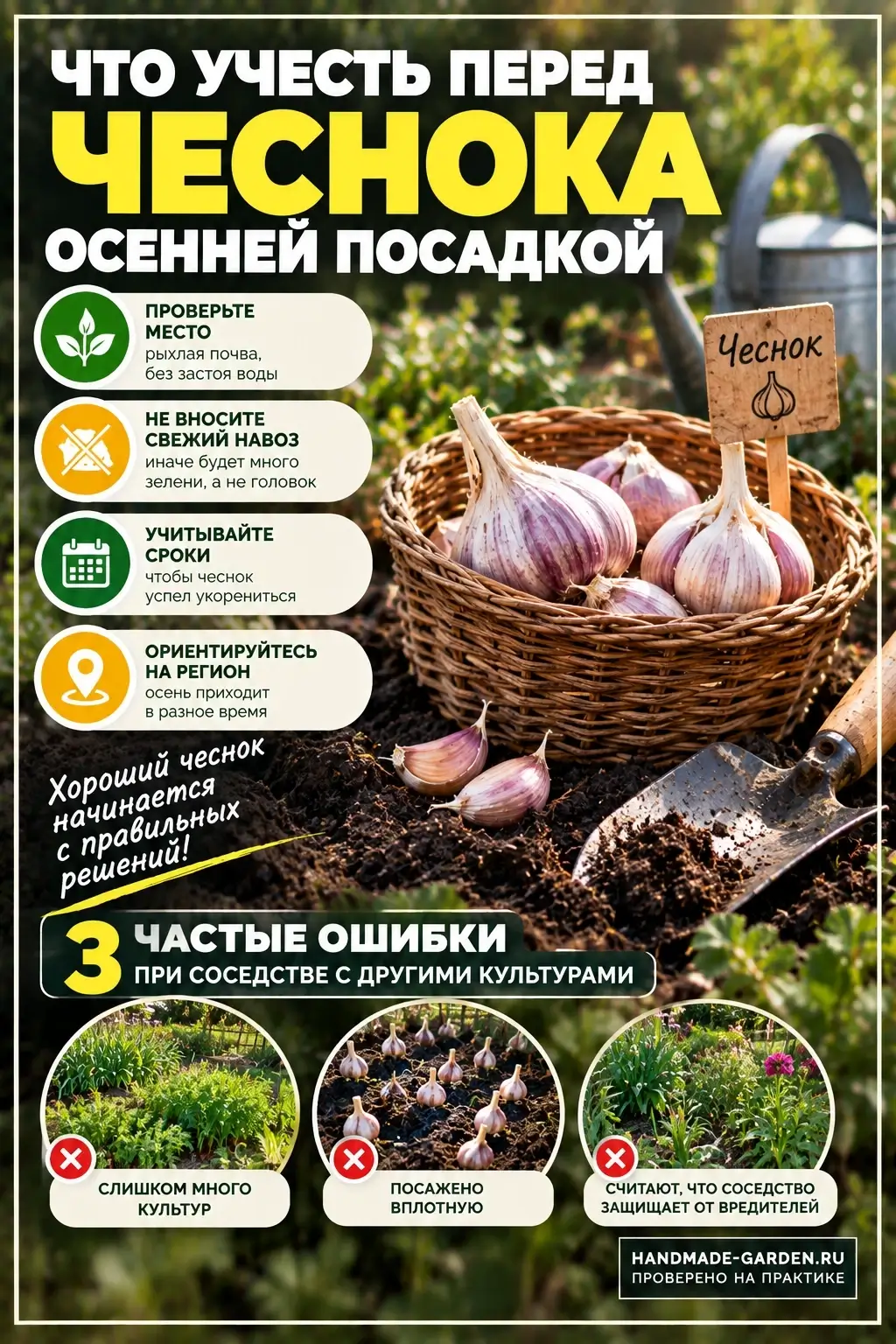 Чеснок осенью может прорасти
