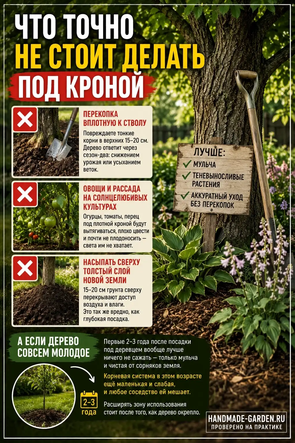 Сажаем под кроной в тени