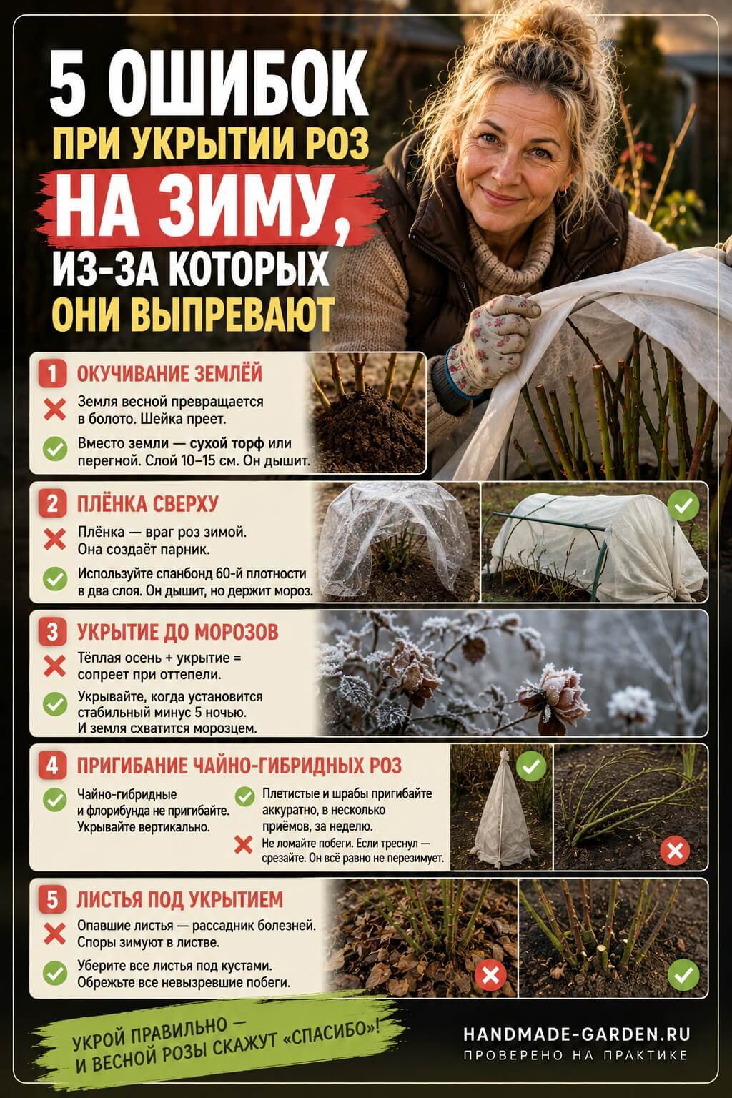 5 ошибок при укрытии роз на зиму