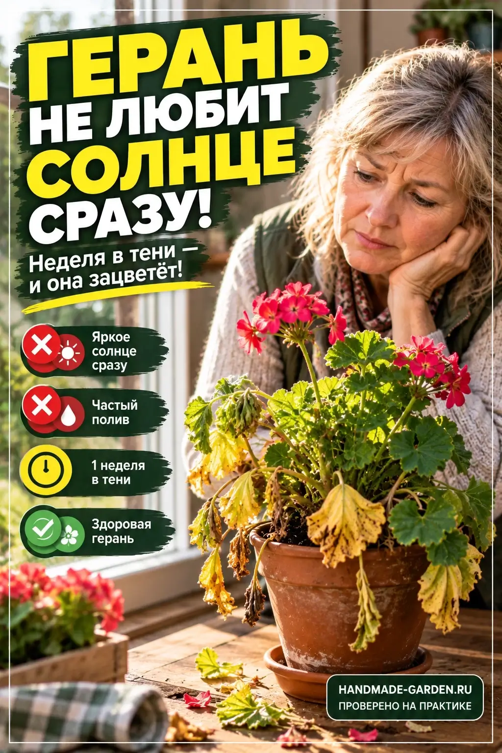 Не ставьте герань на солнце
