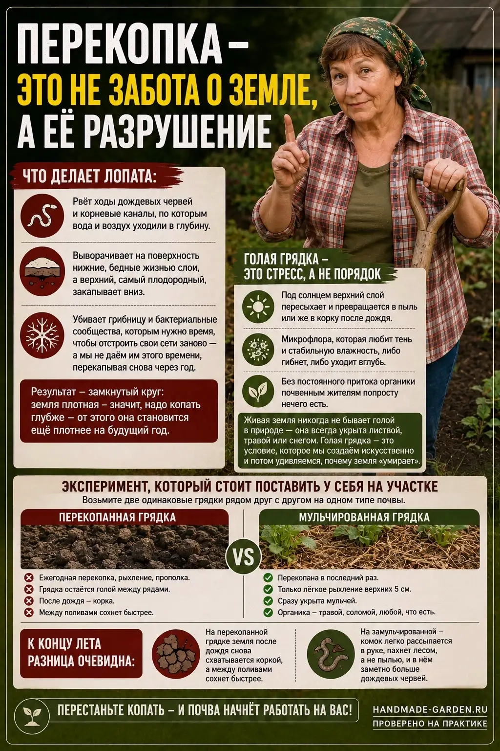 Перекопка это не забота о земле, а её разрушение