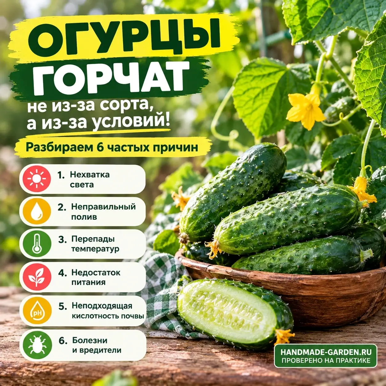 Почему огурцы горчат: 6 причин, которые можно исправить без замены сорта