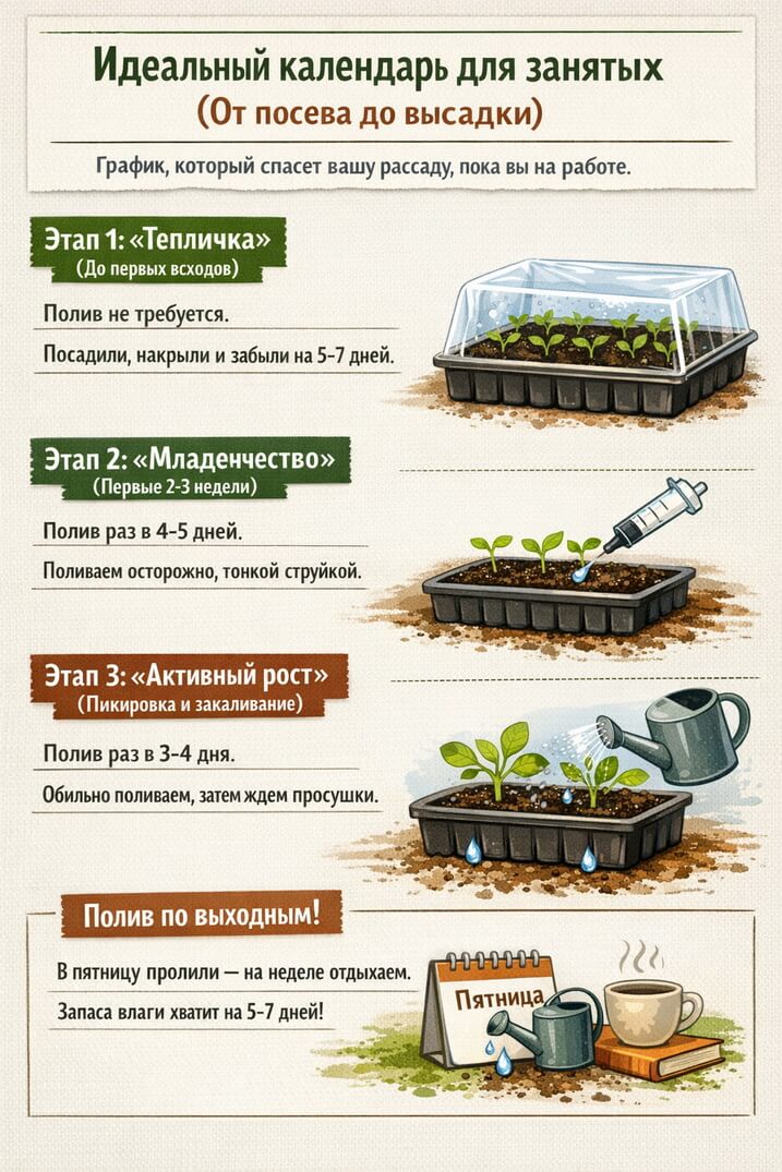 график, который спасет вашу рассаду, пока вы на работе