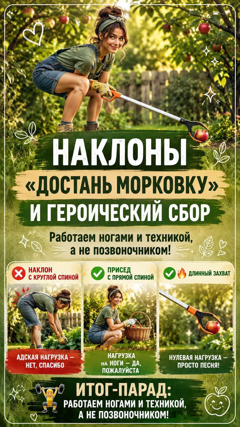 Наклоны «Достань морковку»