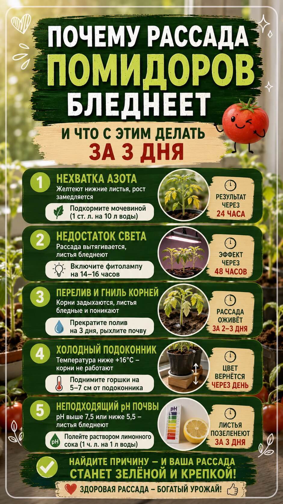 Почему рассада помидоров бледнеет