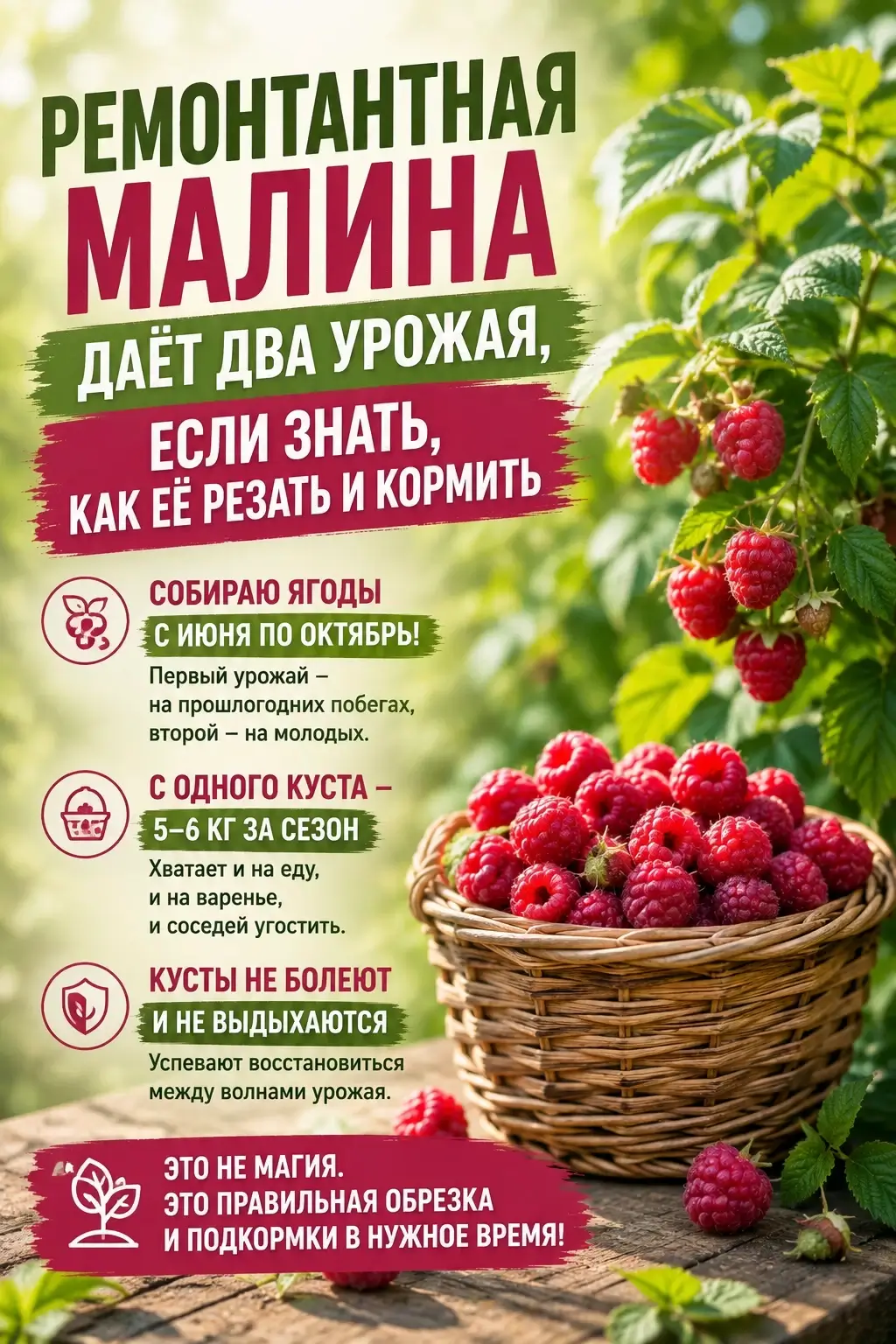 ремонтантная малина за сезон