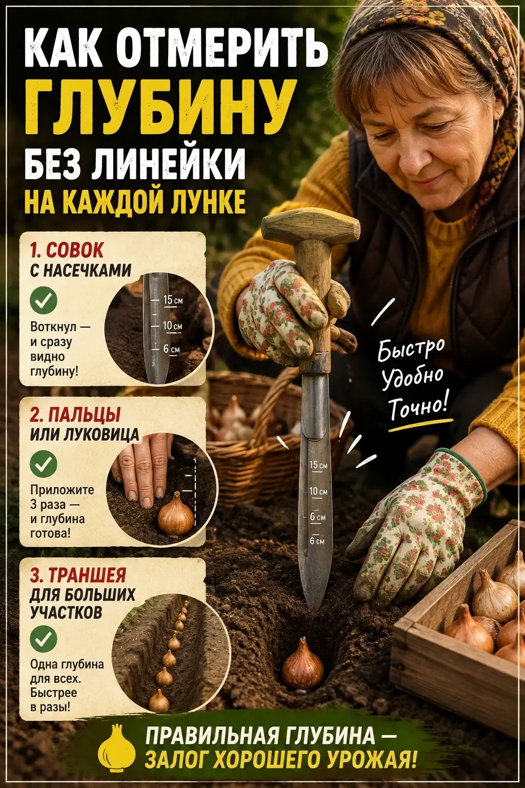 Как отмерить глубину без линейки на каждой лунке