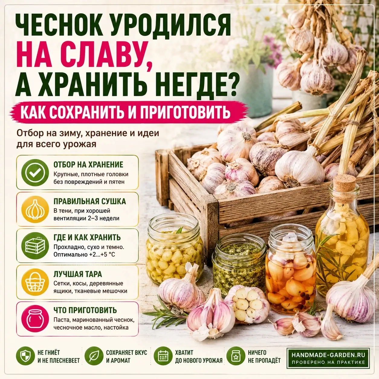 Чеснок уродился на славу, а хранить негде
