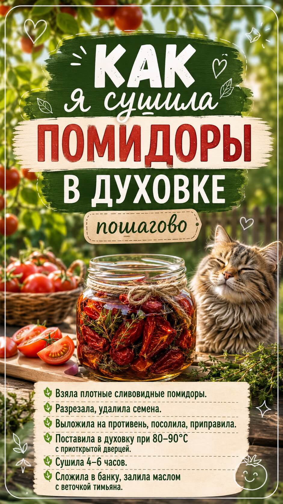 Как я сушила помидоры в духовке — пошагово