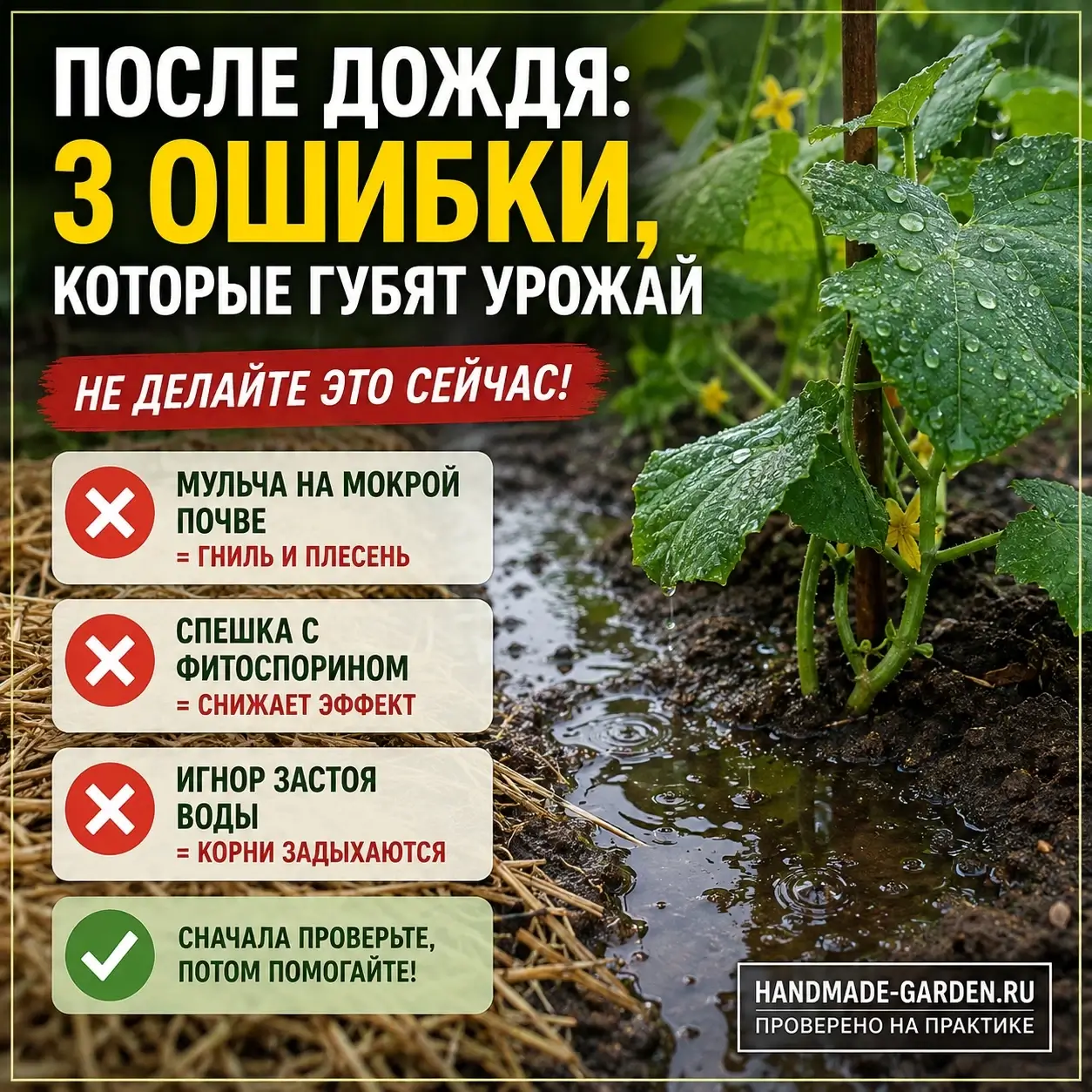 Дождь прошёл, а беда только начинается: шесть привычек, которые губят грядки