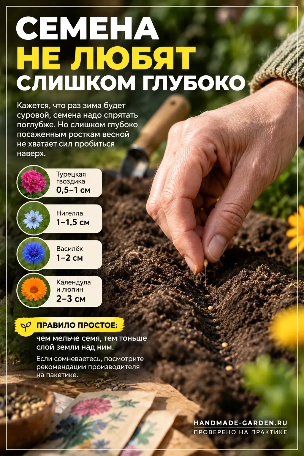 Семена перед посевом не замачивают и не проращивают