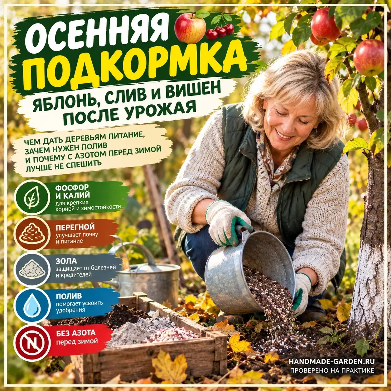 Сад уже отплодоносил, а работа ещё не закончена: чем подкормить деревья осенью