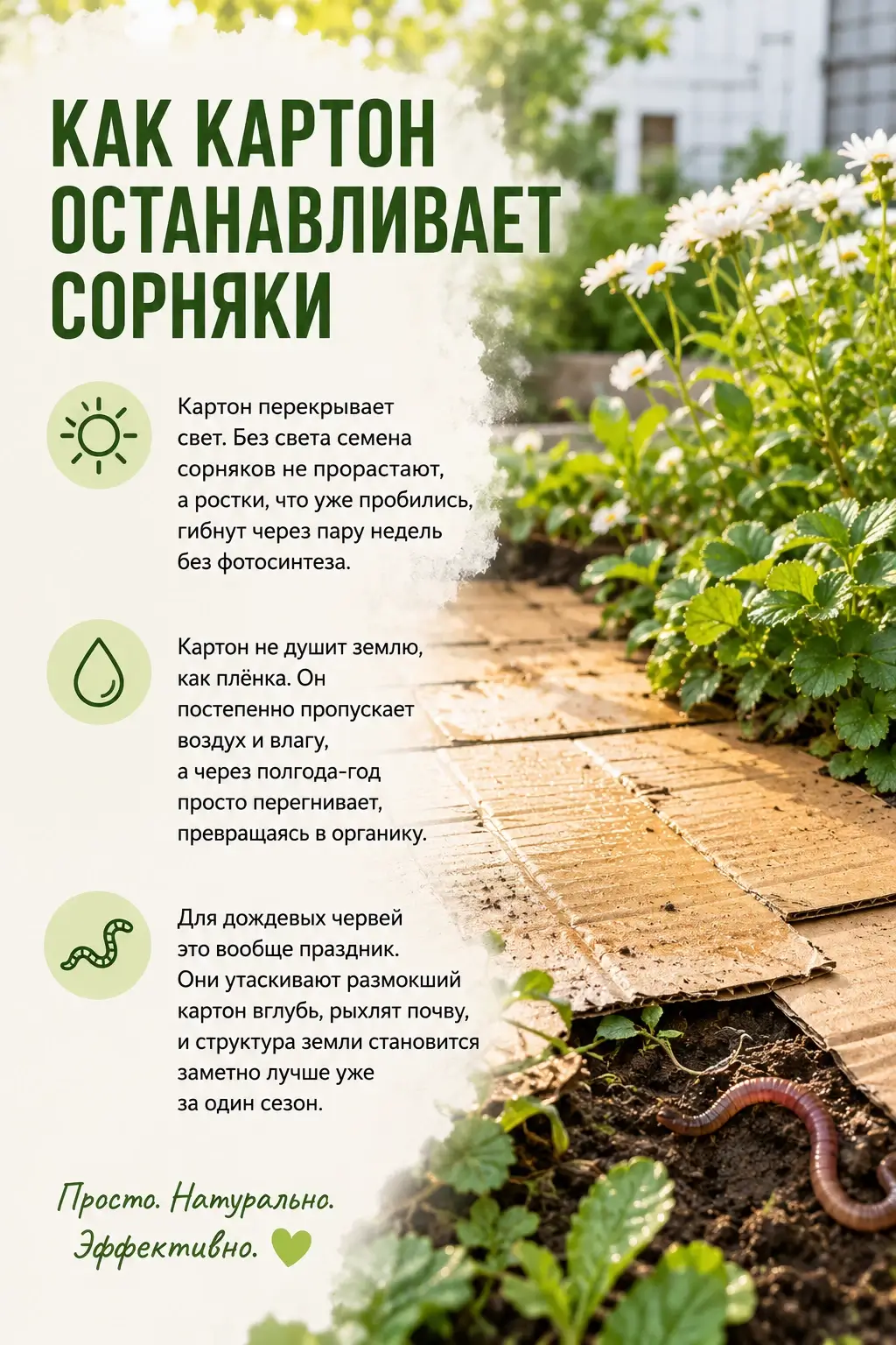 Как картон останавливает сорняки
