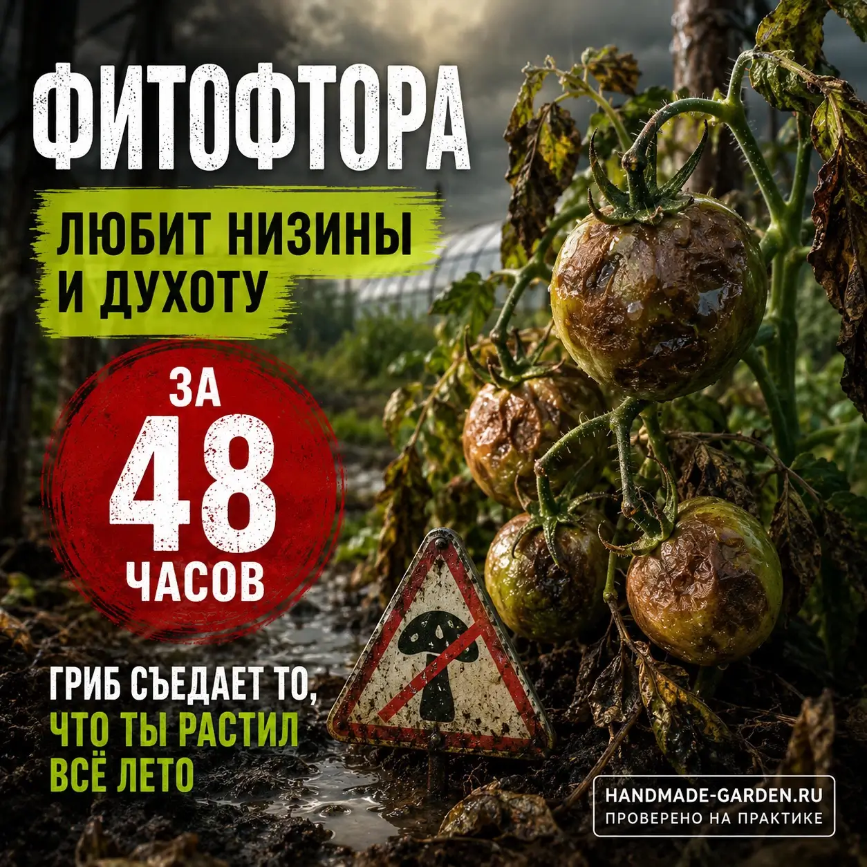 Фитофтора любит низины и духоту &mdash; за 48 часов гриб съедает то, что ты растил всё лето