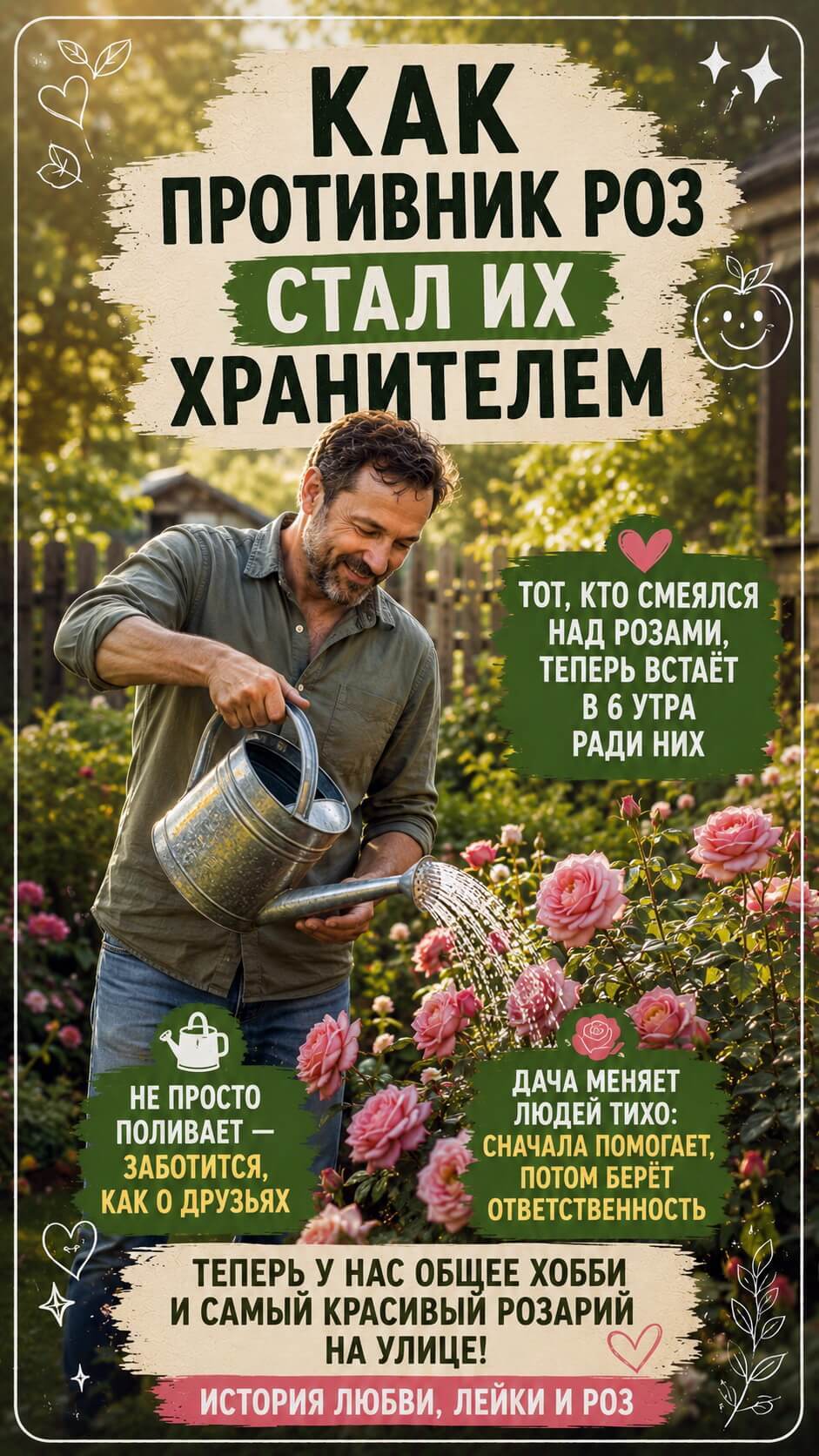 Как муж ухаживал за розами