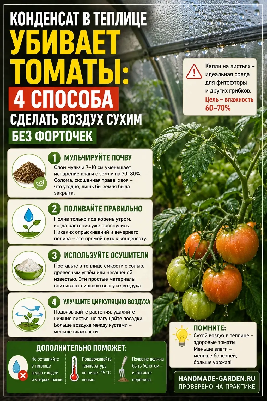 Конденсат в теплице убивает томаты