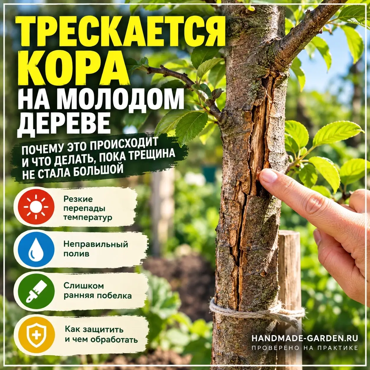 Трескается кора на молодом дереве: почему это происходит и что делать, пока трещина не стала большой