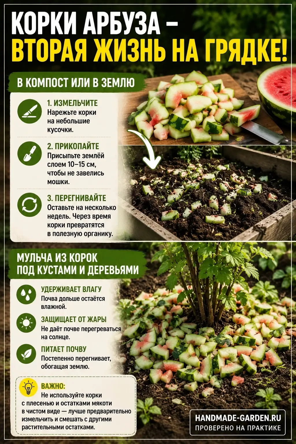 Мульча из корок под кустами