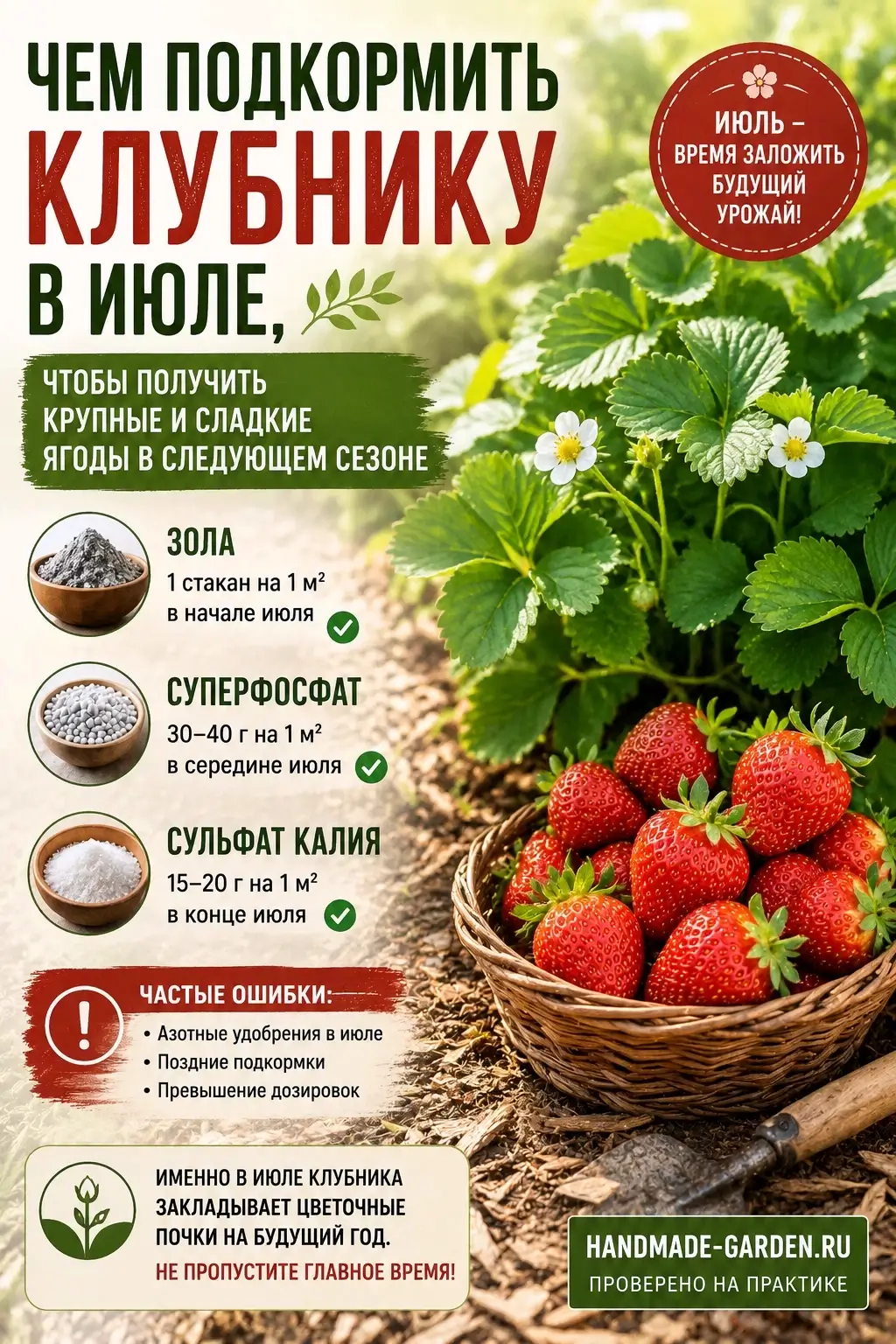 Чем подкормить клубнику в июле