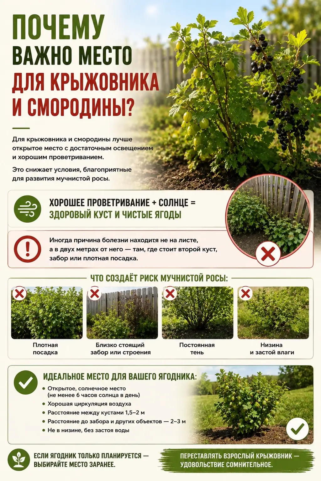Выбор места посадки крыжовника