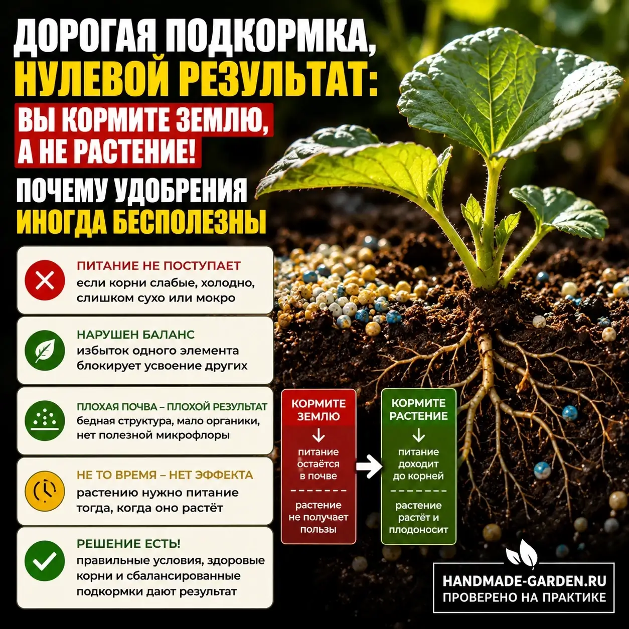 Разбираем пять причин, из-за которых растения физически не могут усвоить подкормку