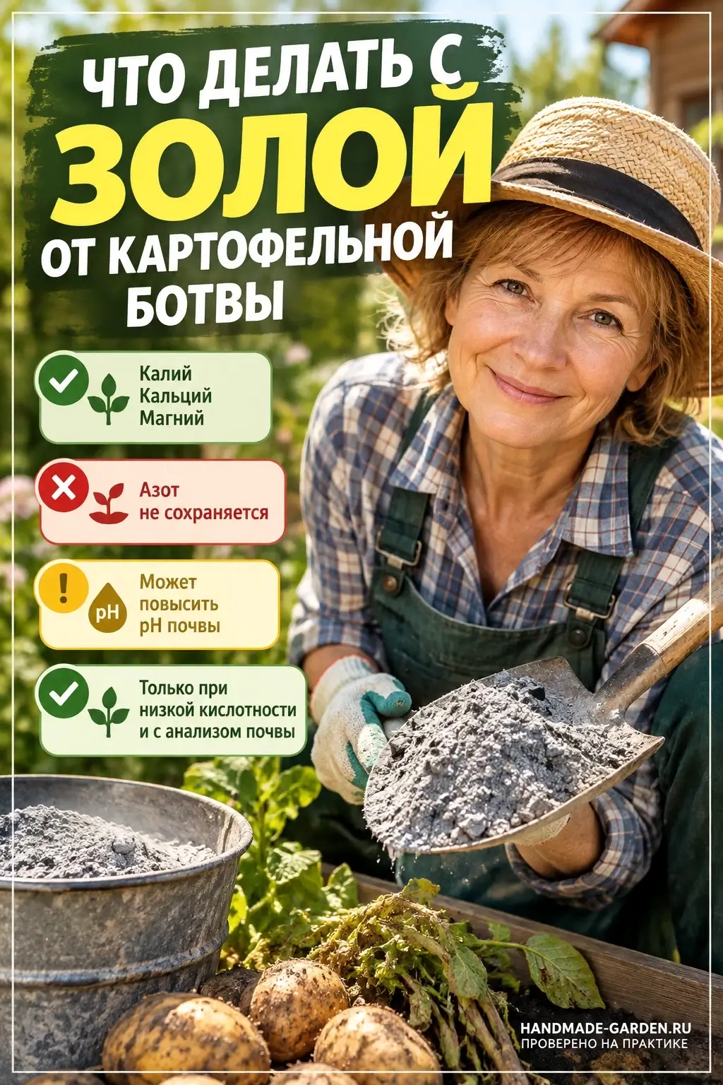 Что делать с золой от картофельной ботвы