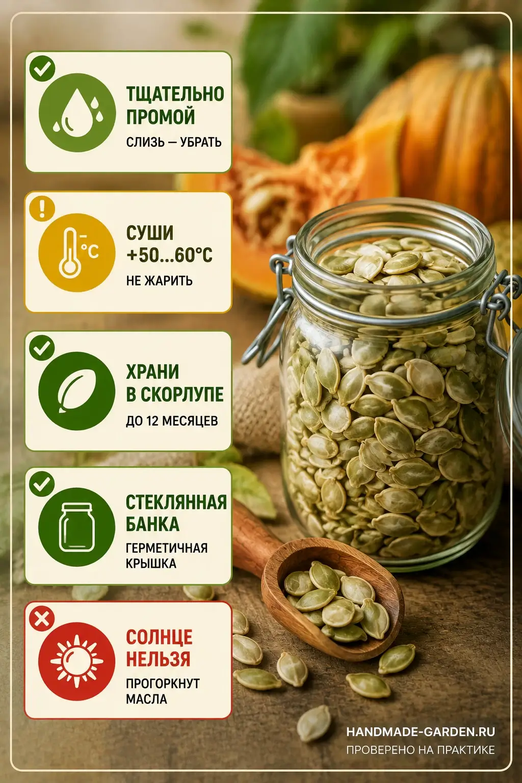 Как хранить тыквенные семечки
