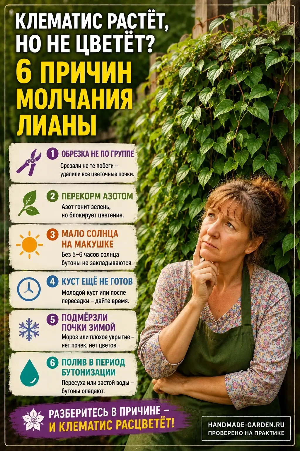 Пышная тёмно-зелёная листва при полном отсутствии бутонов