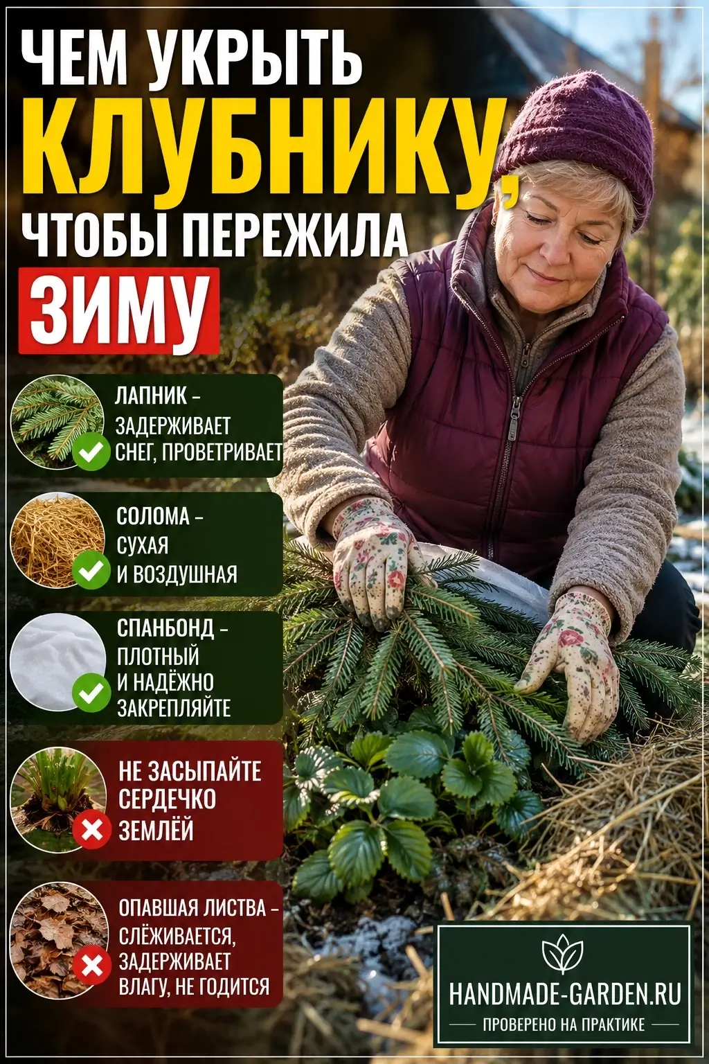 Чем укрыть клубнику, чтобы она пережила зиму