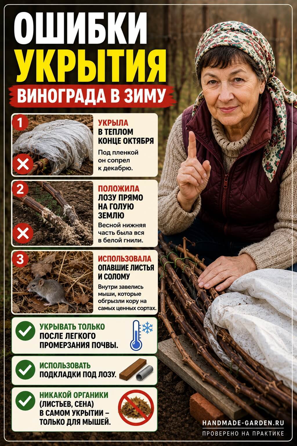 Ошибки укрытия винограда