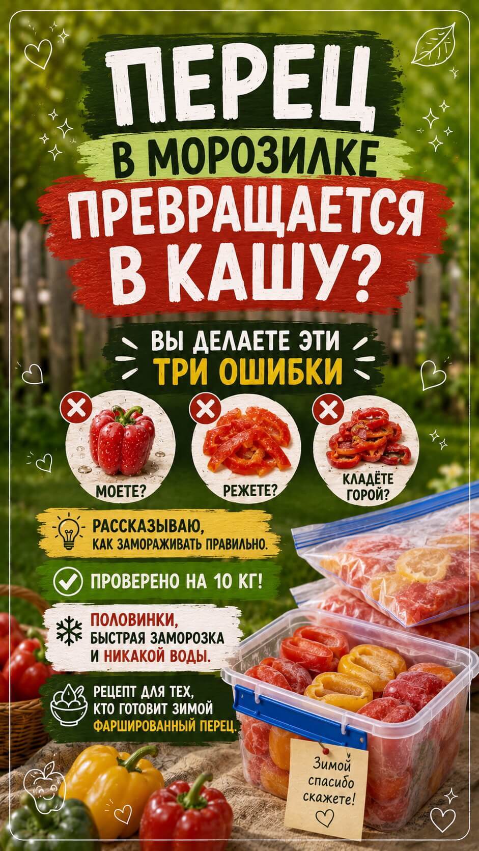 Как я теперь замораживаю перец: пошагово