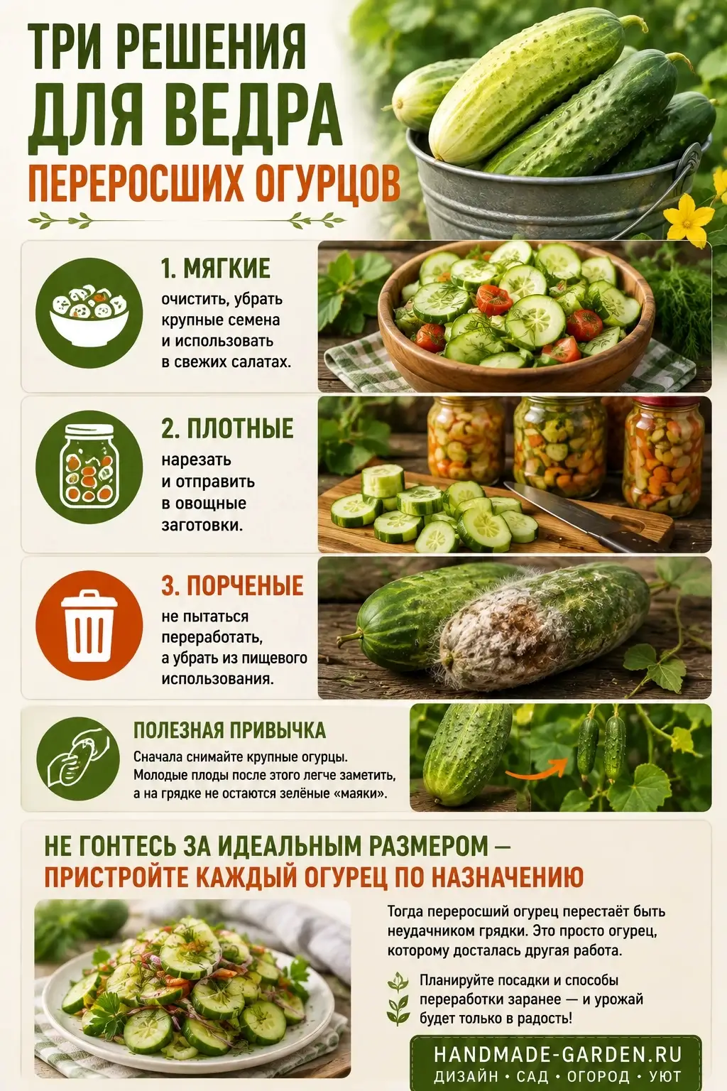 Что делать с переросшими огурцами