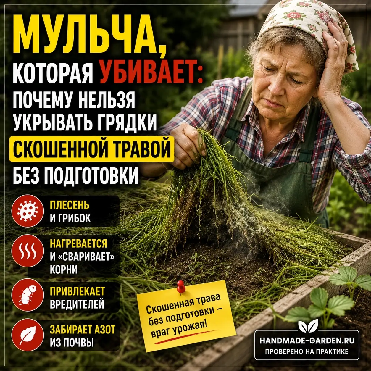 Мульча, которая убивает: почему нельзя укрывать грядки скошенной травой без подготовки