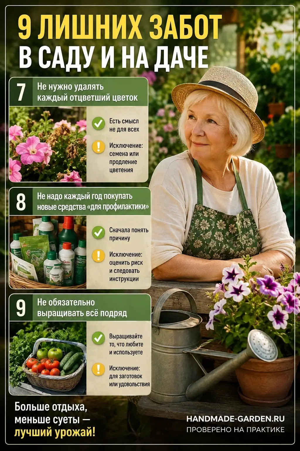 Одна хорошо ухоженная грядка любимой культуры полезнее трёх грядок, которые уже к середине лета начинают раздражать.