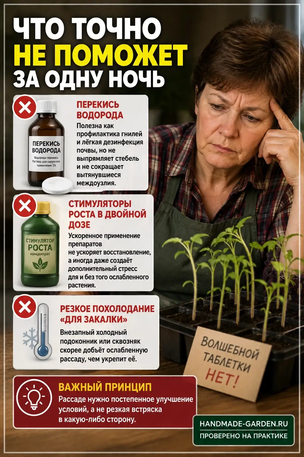 Рассада вытянулась и падает