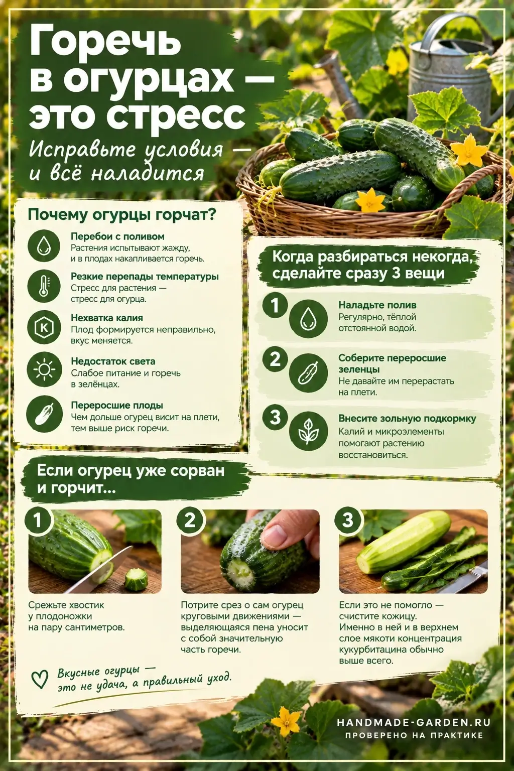 Горечь в огурцах из-за стресса выращивания