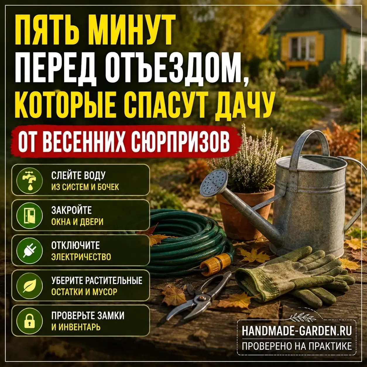 Пять минут перед отъездом, которые спасут дачу от весенних сюрпризов