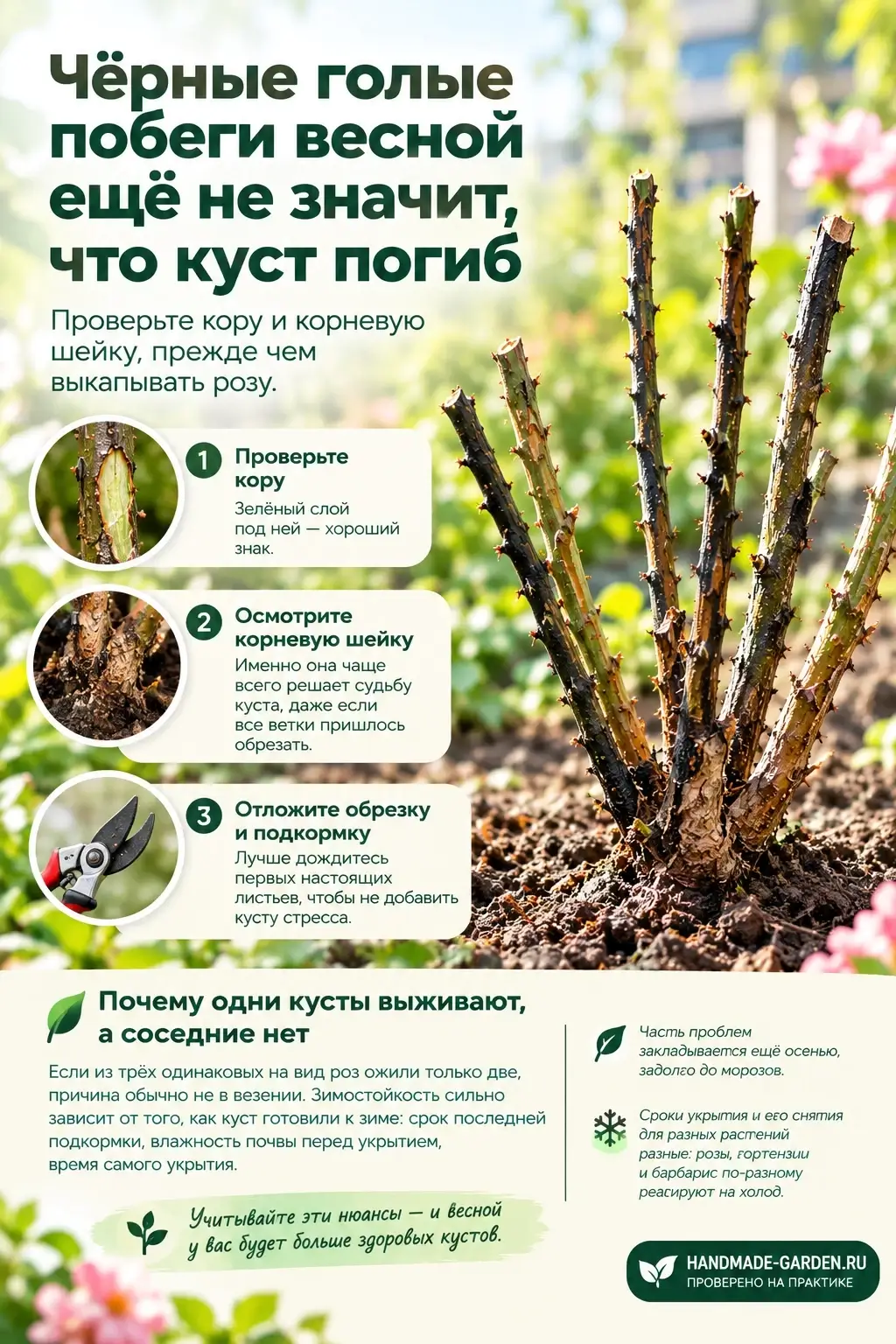 Чёрные побеги у розы весной не значит что куст погиб