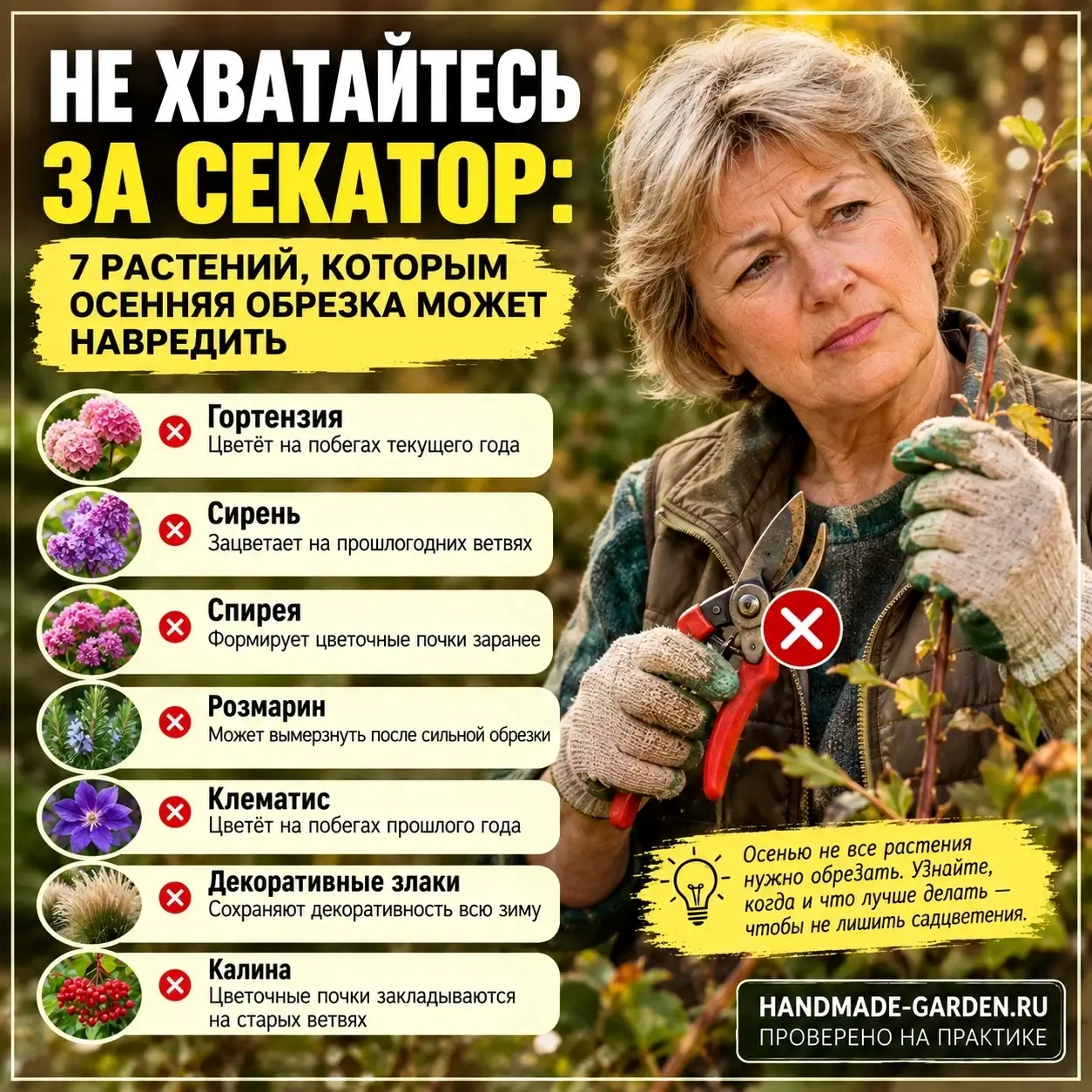 Секатор способен лишить куст будущего цветения