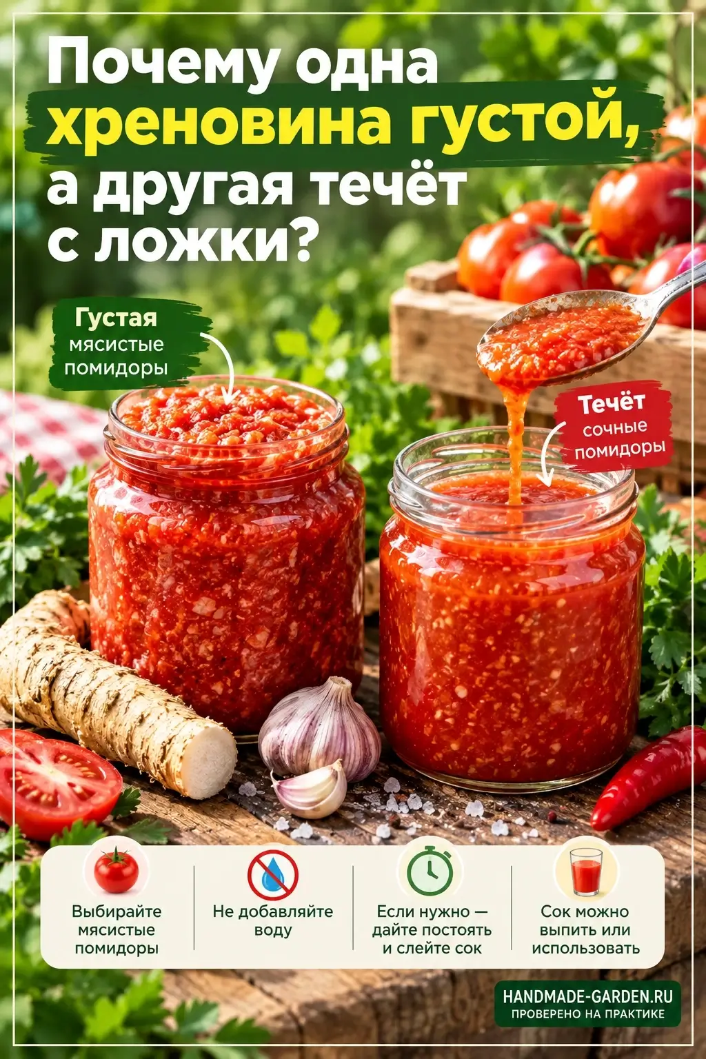 Почему одна хреновина получается густой, а другая течёт с ложки
