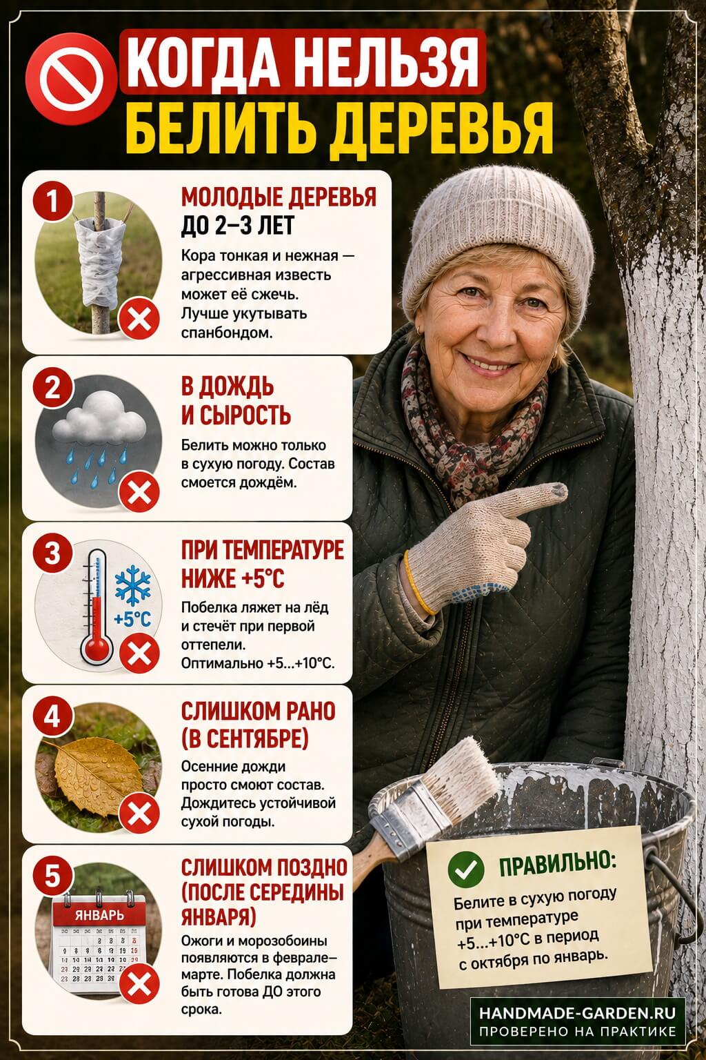 Когда НЕЛЬЗЯ белить деревья
