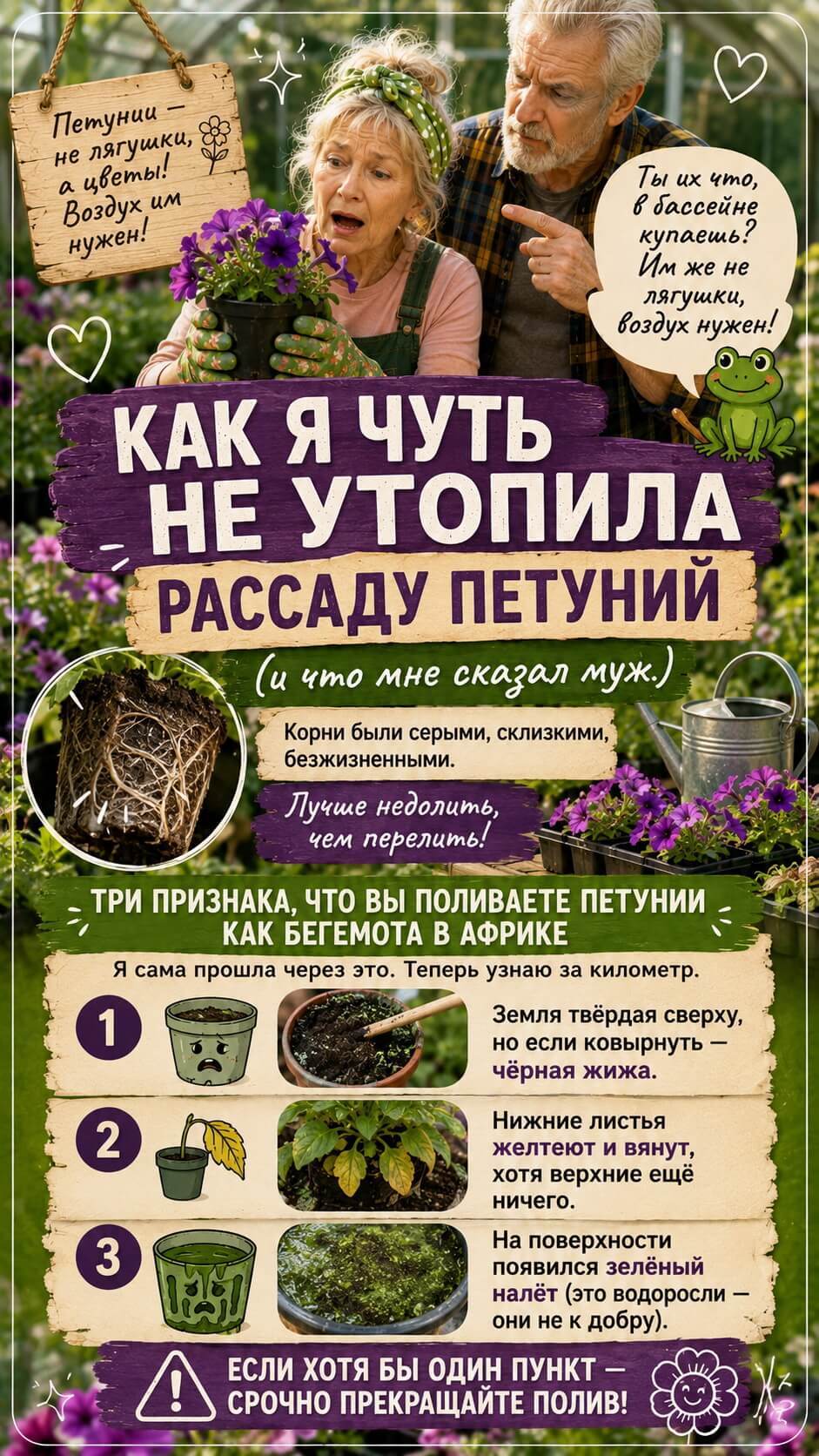 Три признака, что вы поливаете петунии
