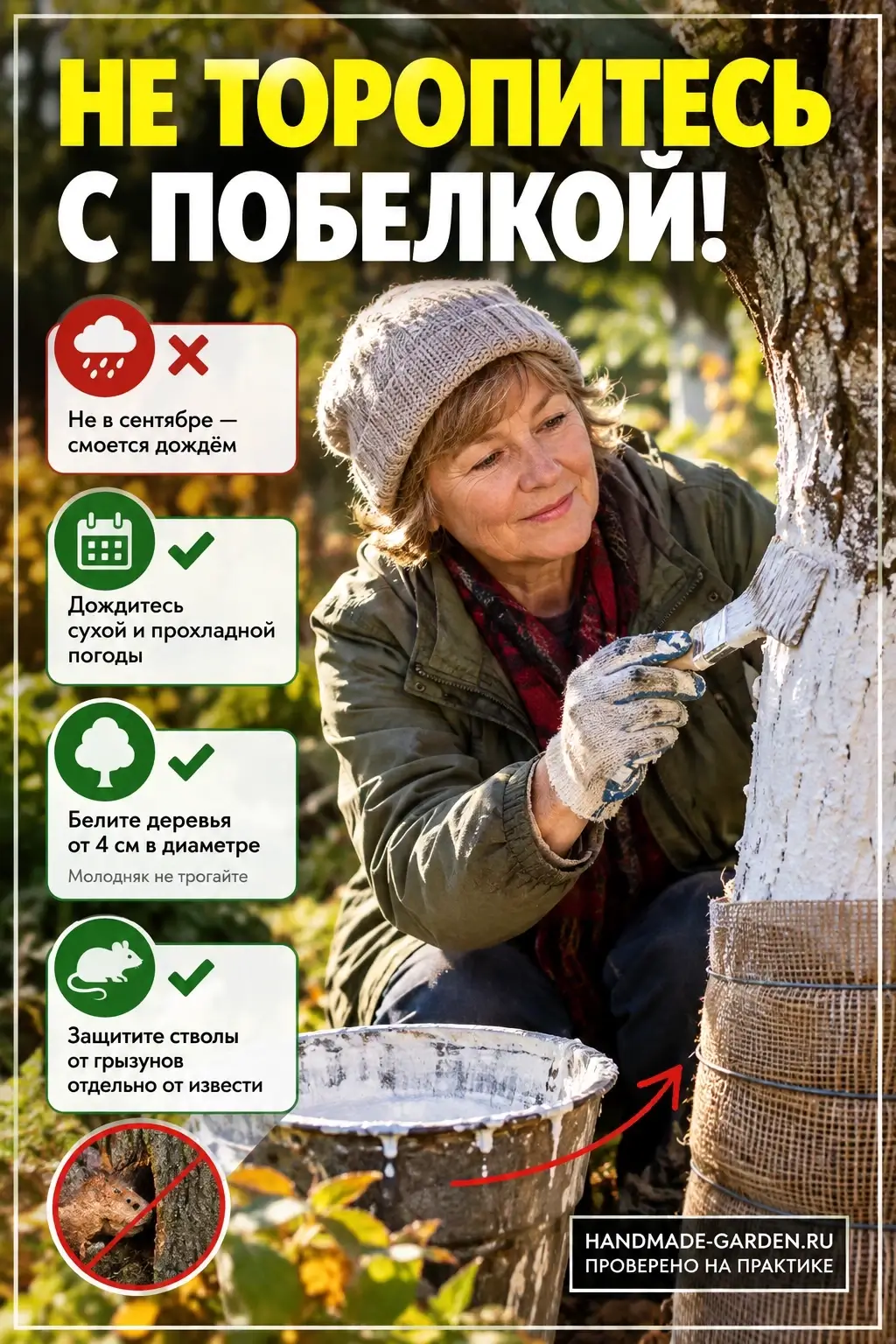 Не торопитесь с побелкой деревьев осенью