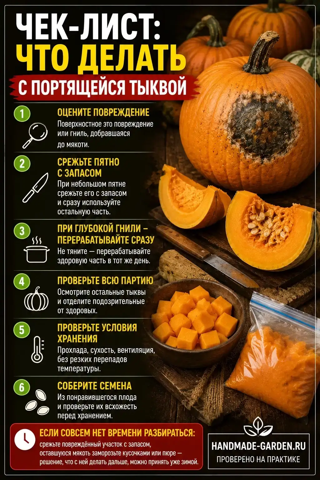 Тыква начала портиться - что делать