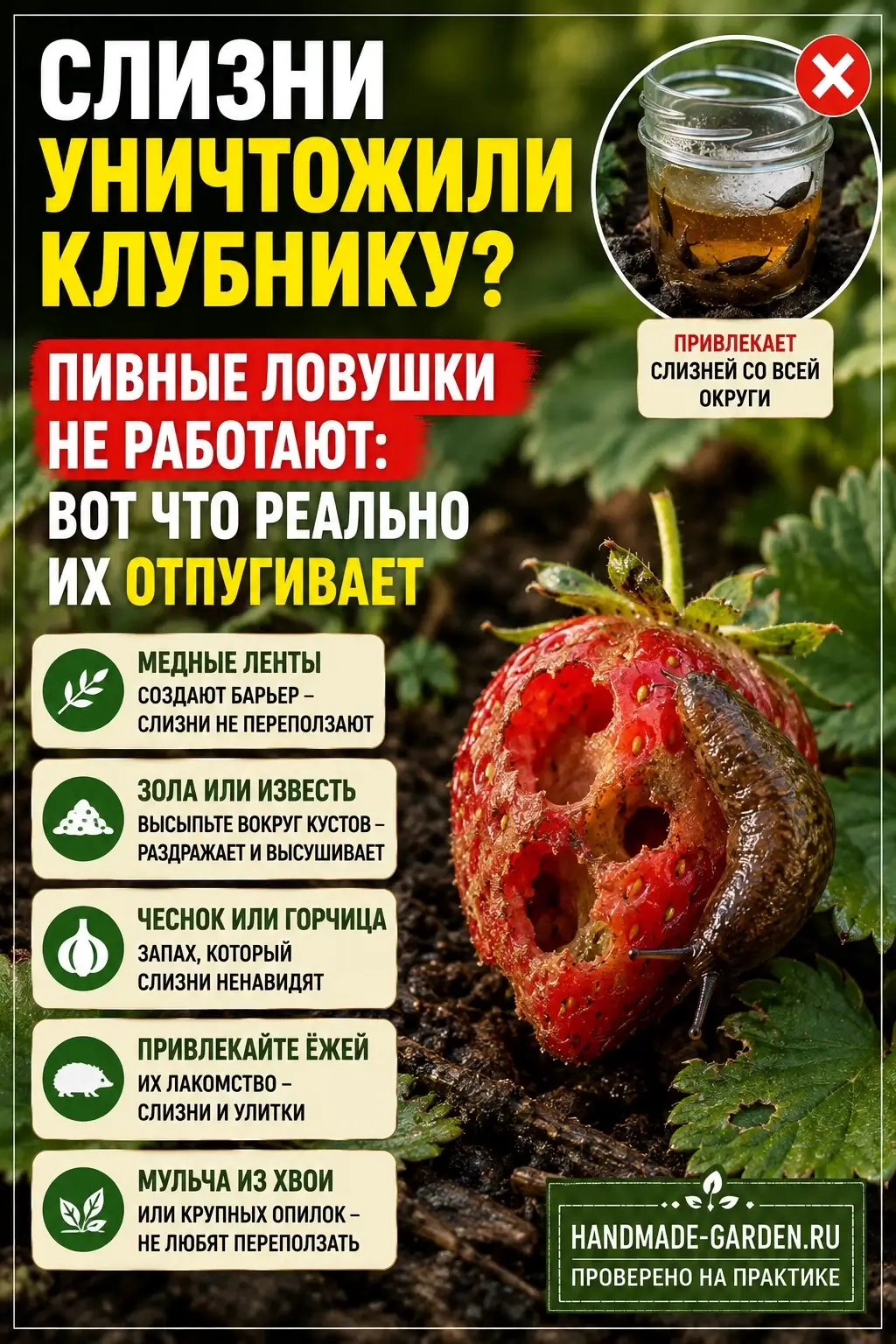 Слизни уничтожили клубнику? Пивные ловушки не работают: вот что реально их отпугивает.