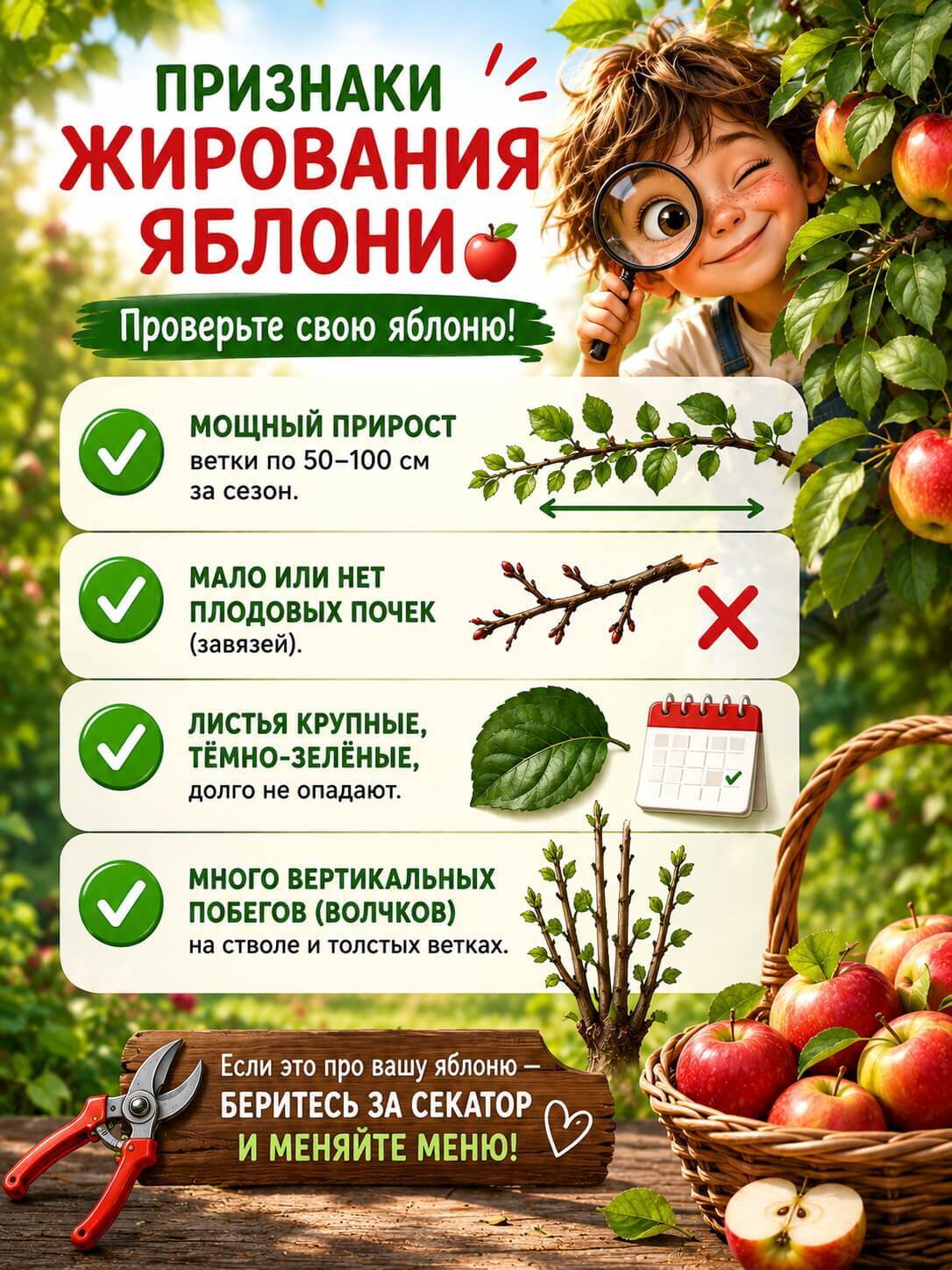 Как яблоня жирует